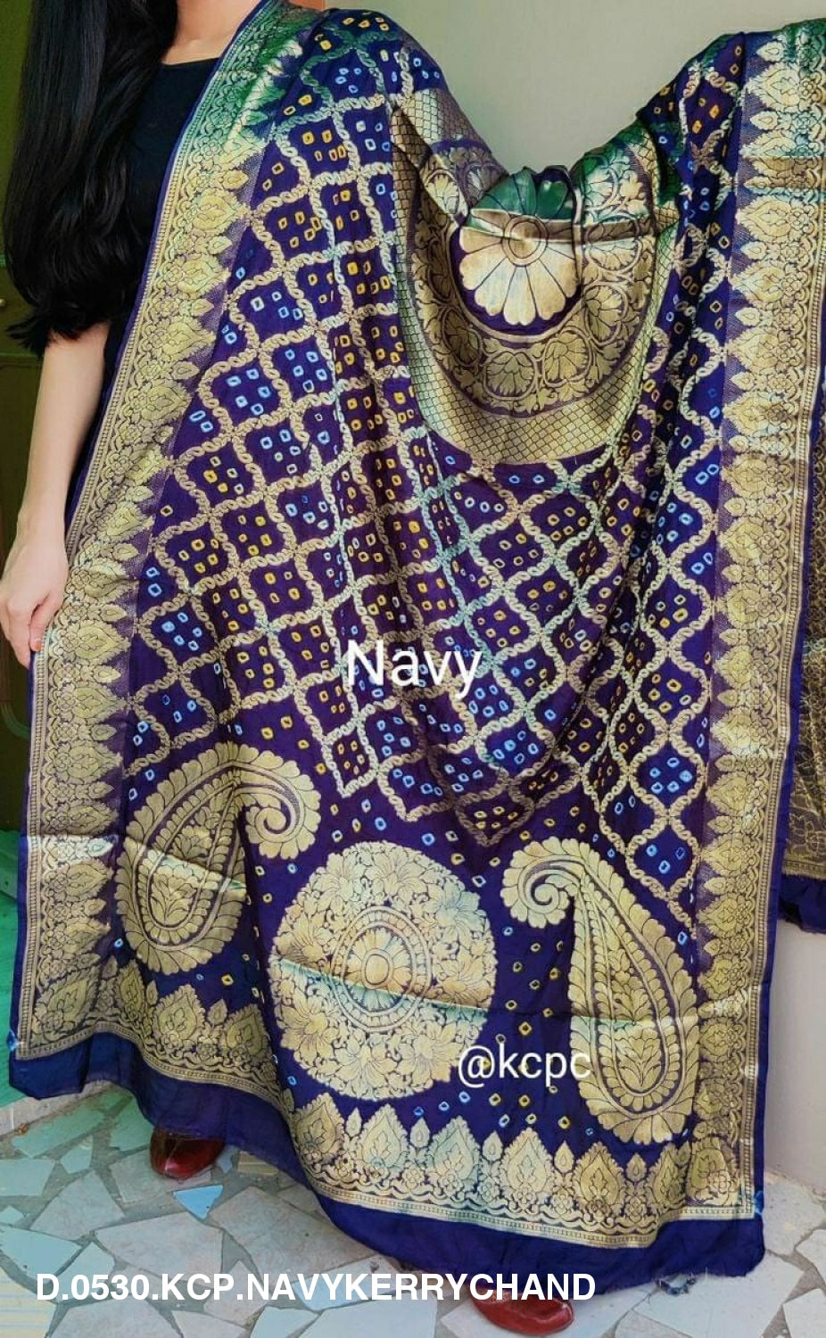 Banarasi Bandhej Gharchola Dupattas Or Kc Navy Kerry Chand Dupatta