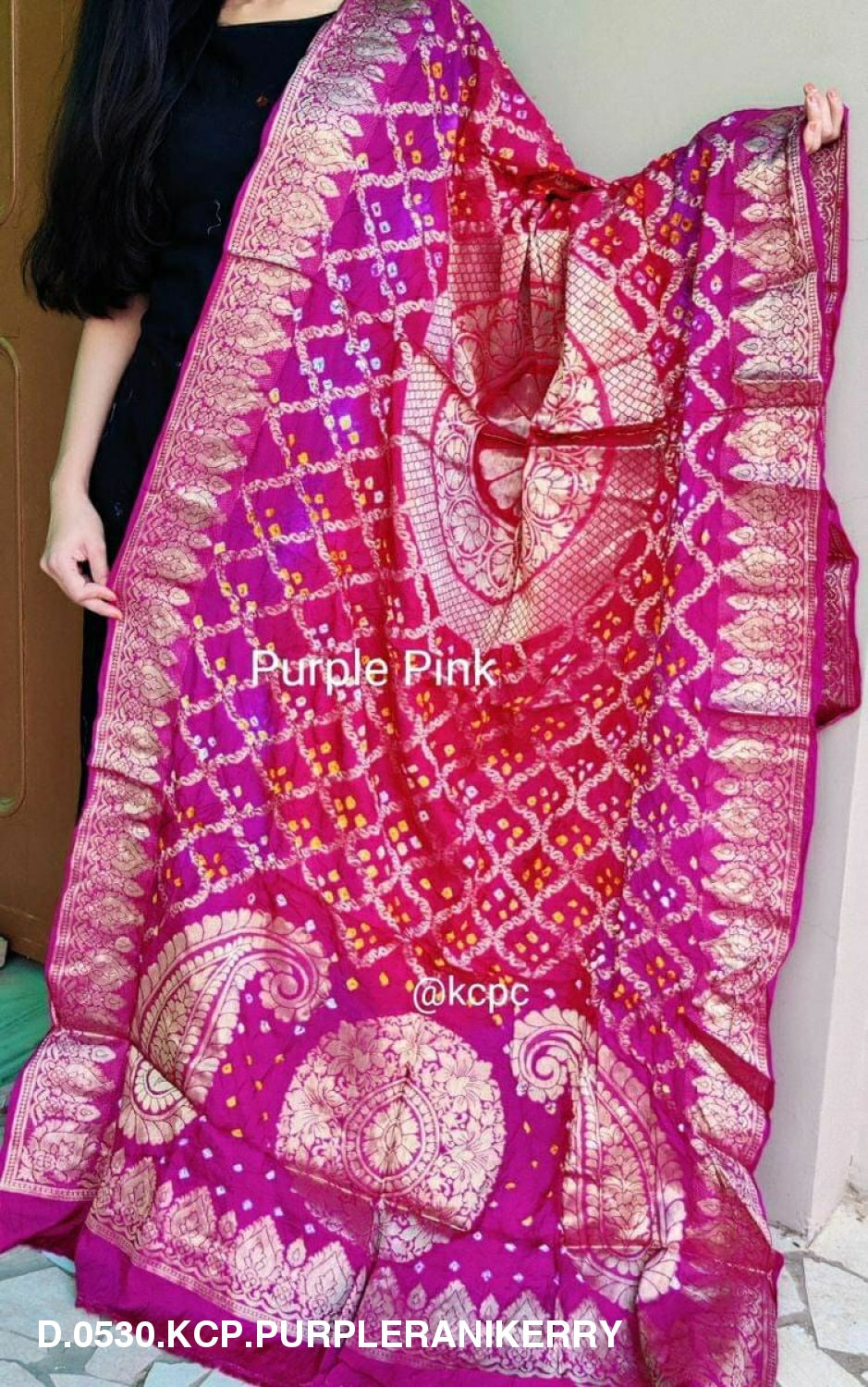 Banarasi Bandhej Gharchola Dupattas Or Kc Purple Rani Kerry Dupatta