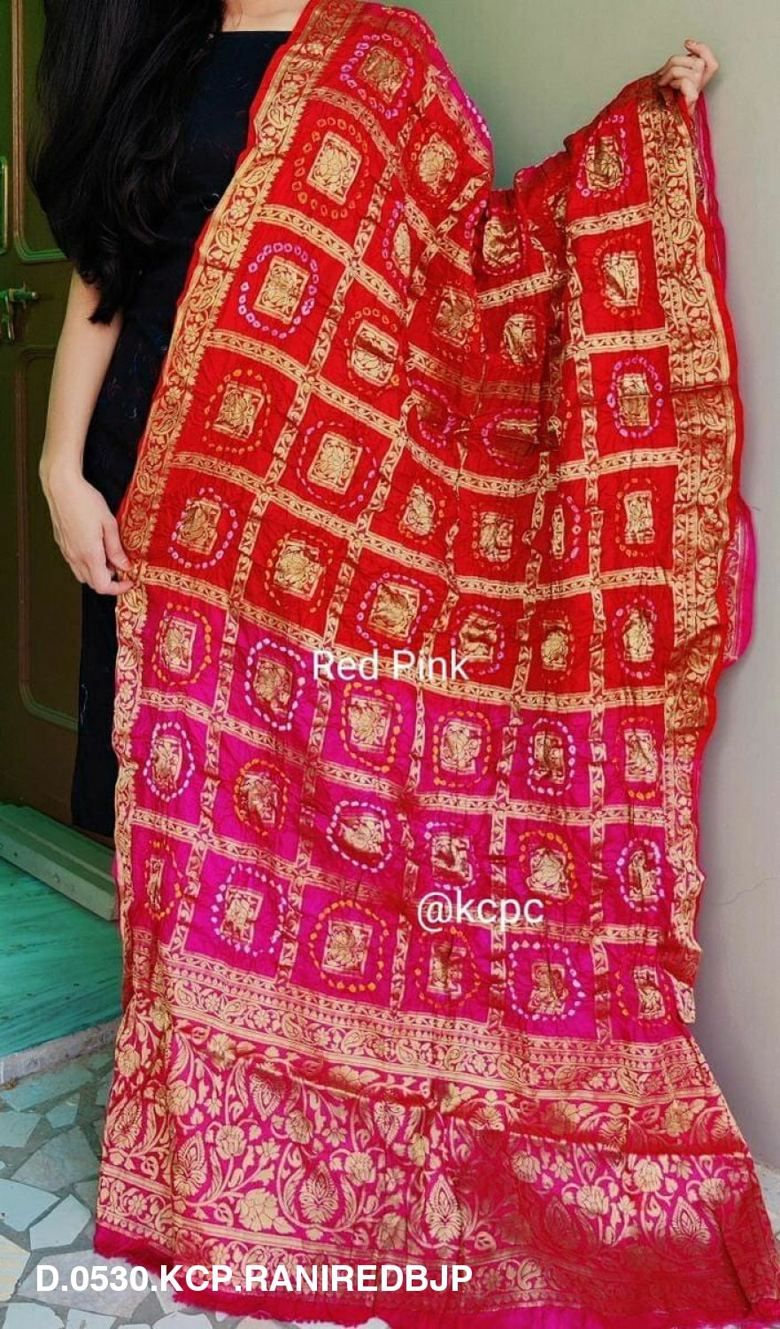 Banarasi Bandhej Gharchola Dupattas Or Kc Rani Red Bjp Dupatta