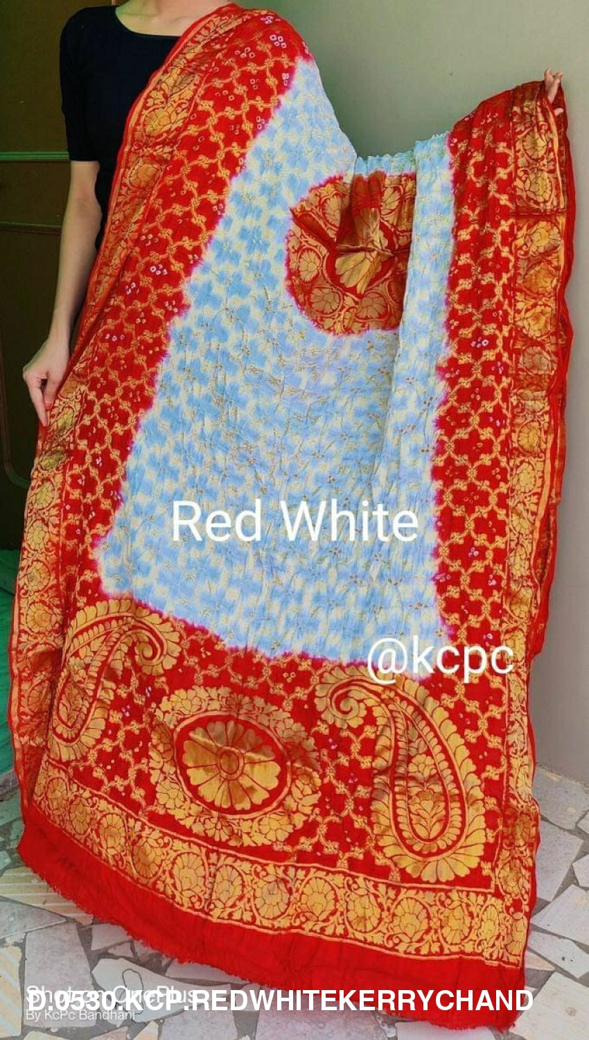 Banarasi Bandhej Gharchola Dupattas Or Kc Red White Kerry Chand Dupatta