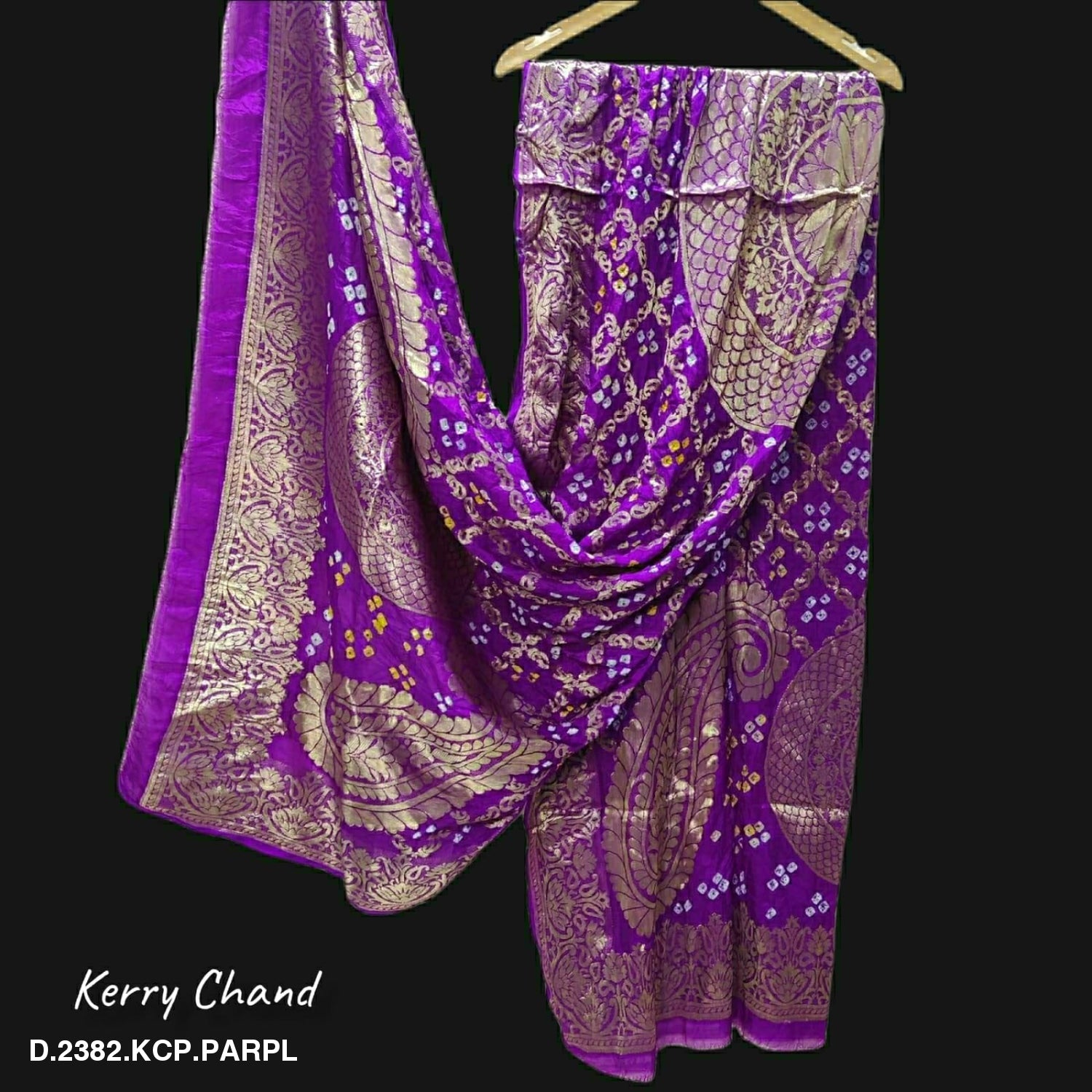 Banarasi Bandhej Gharchola Jangla Dupatta Kc Or Parpl