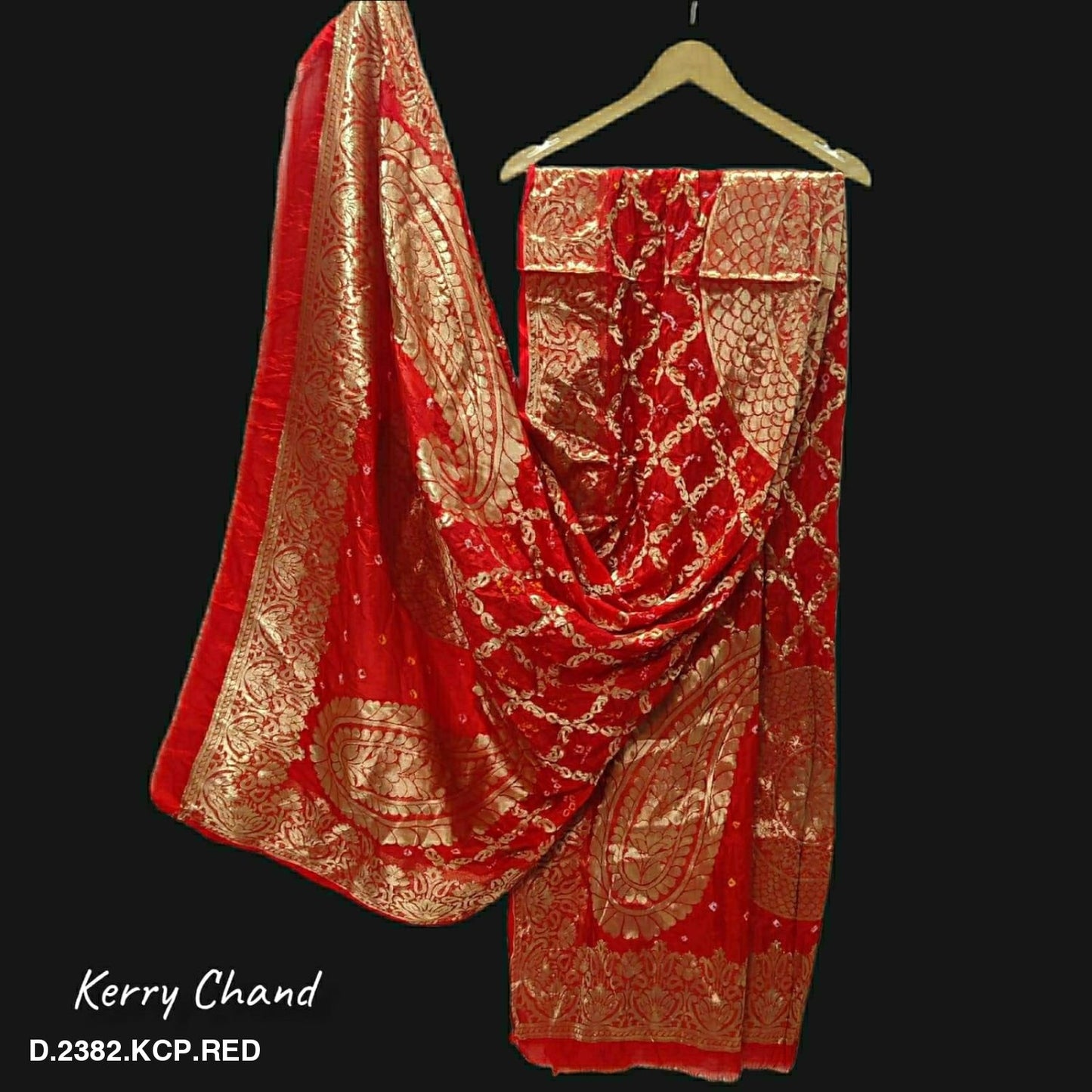 Banarasi Bandhej Gharchola Jangla Dupatta Kc Or Red