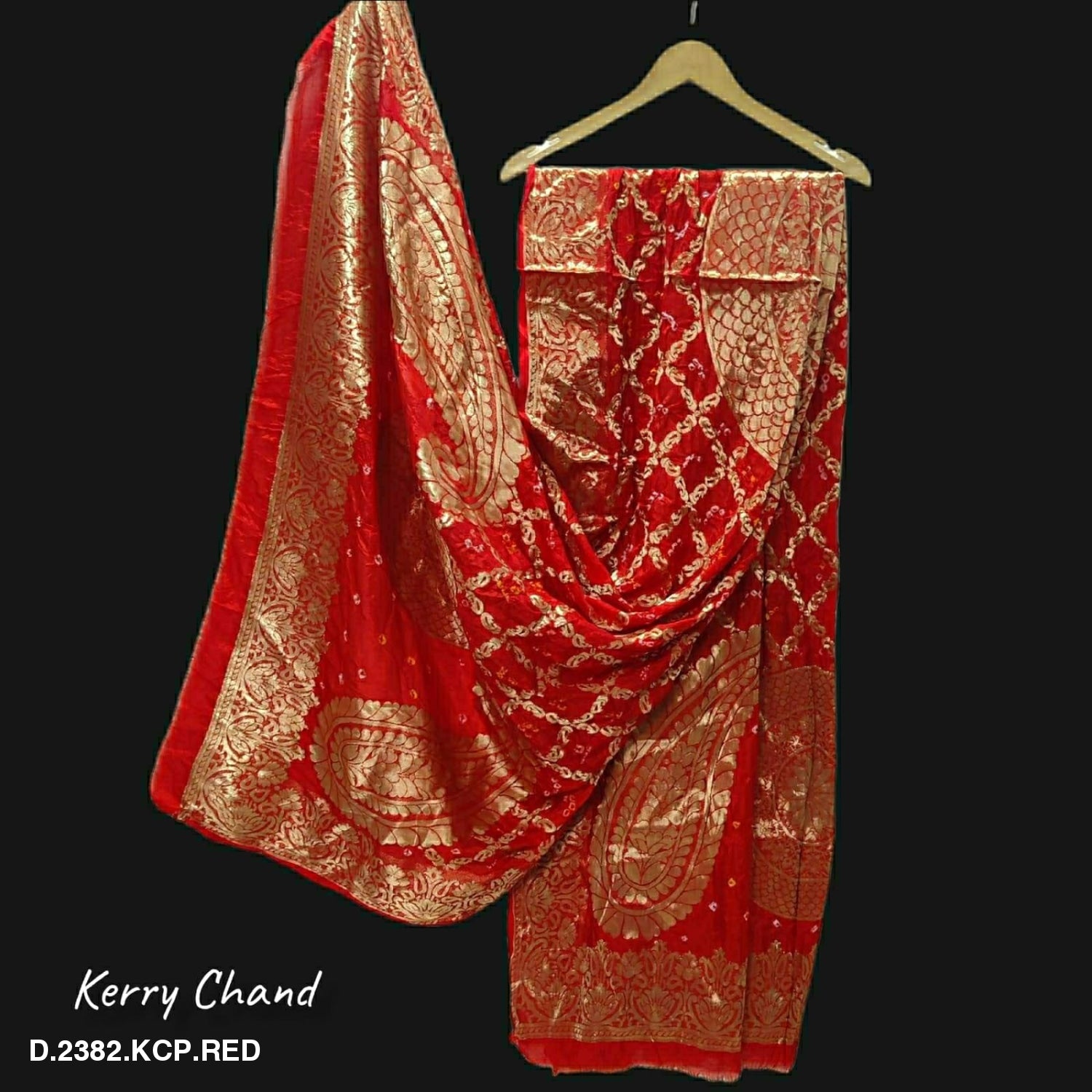 Banarasi Bandhej Gharchola Jangla Dupatta Kc Or Red