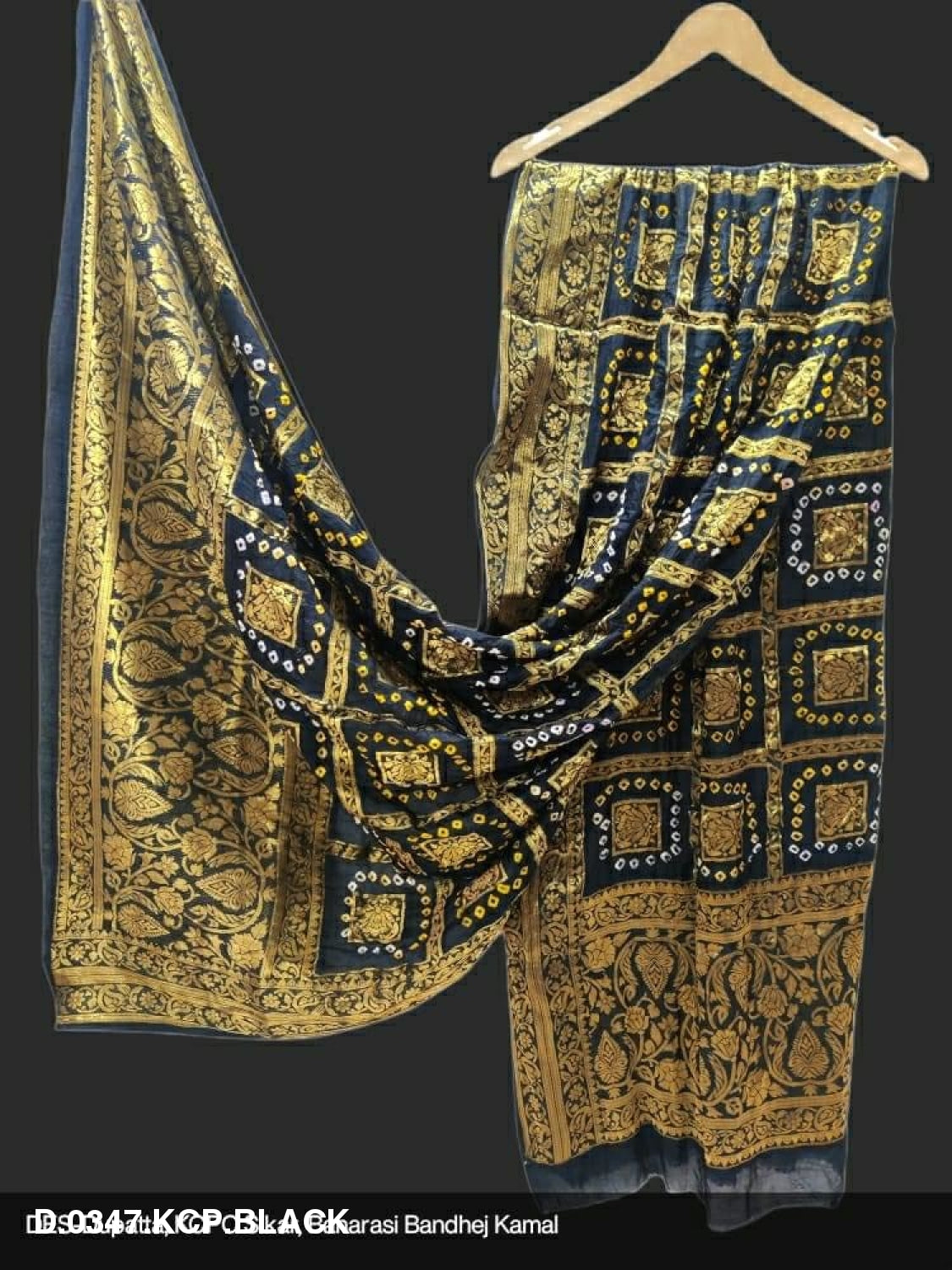 Banarasi Bandhej Gharchola Jangla Dupatta Or Kc Black