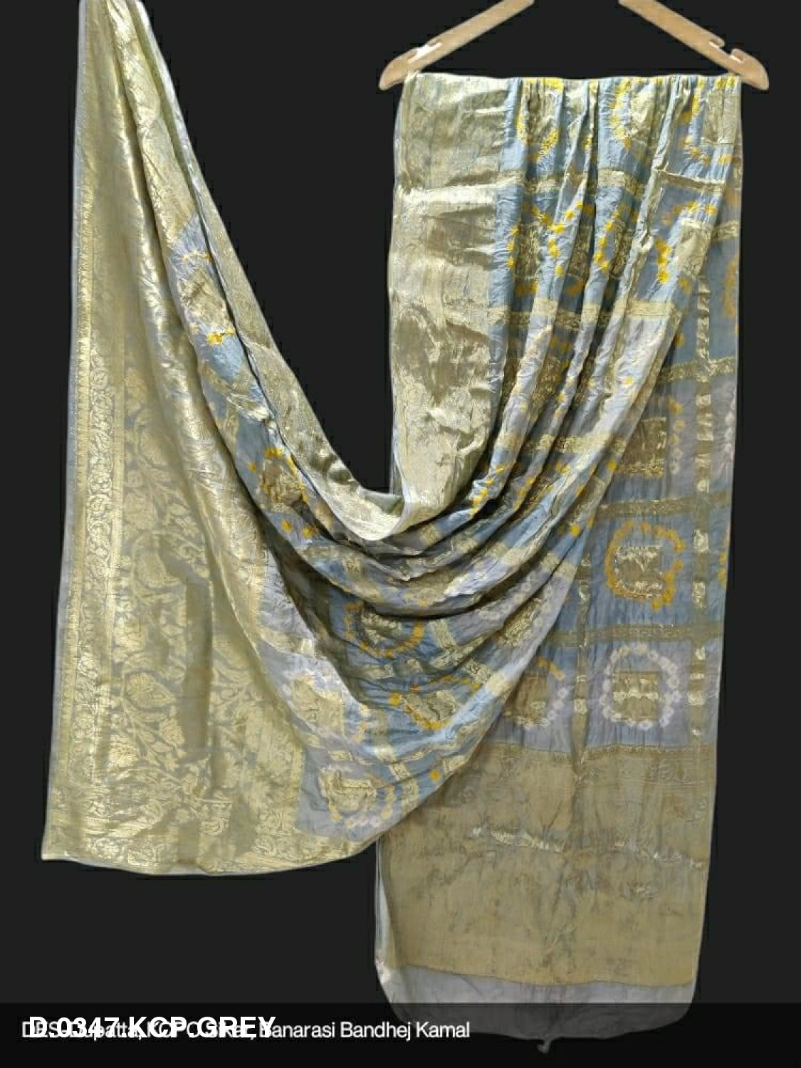 Banarasi Bandhej Gharchola Jangla Dupatta Or Kc Grey