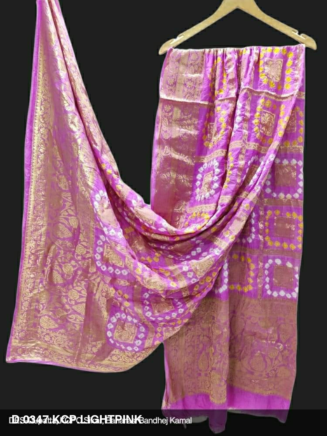 Banarasi Bandhej Gharchola Jangla Dupatta Or Kc Light Pink