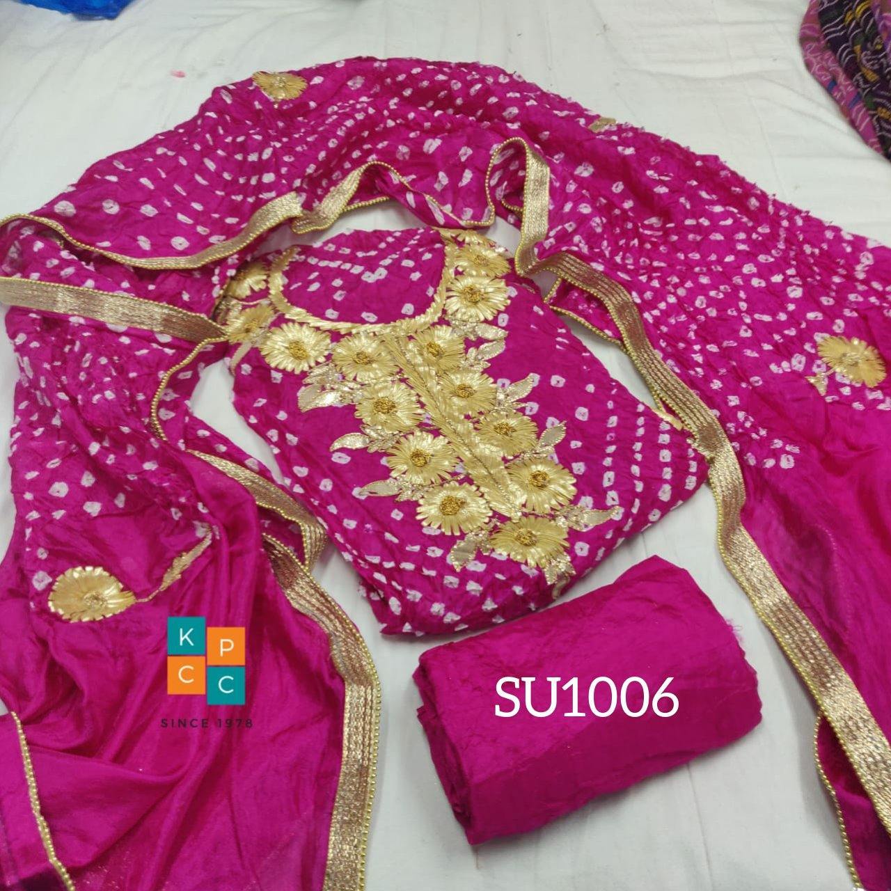 Bandhani Silk Gotapatti Suit , OR, KCPC