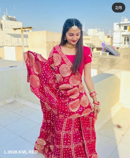 Gharchola Bandhani Banarasi Lehengas Or Kml Lehenga