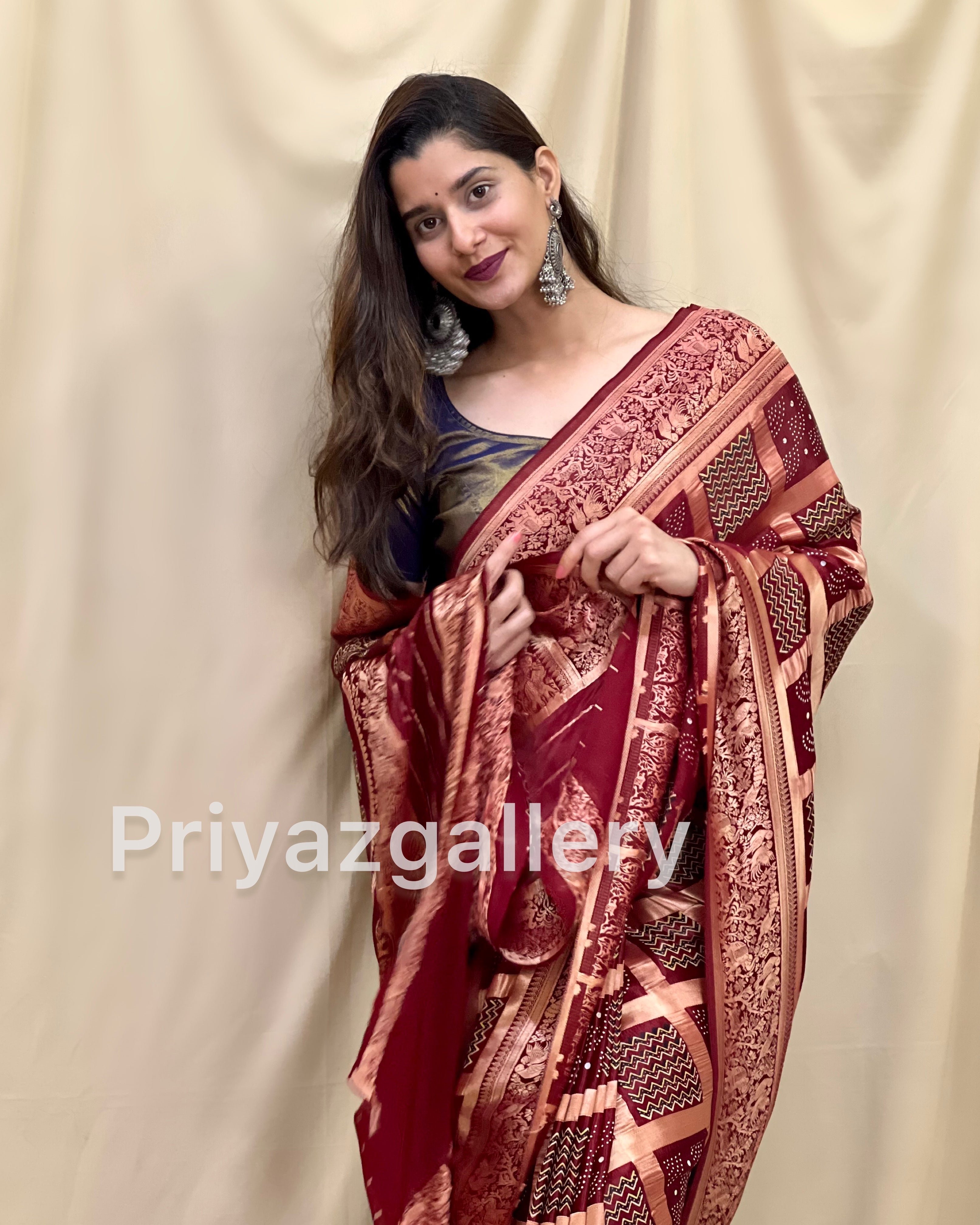 Buy Vedraj Trendz Handmade Pure Cotton Ajrakh Print Saree For Women With  Blouse Online at Best Prices in India - JioMart.