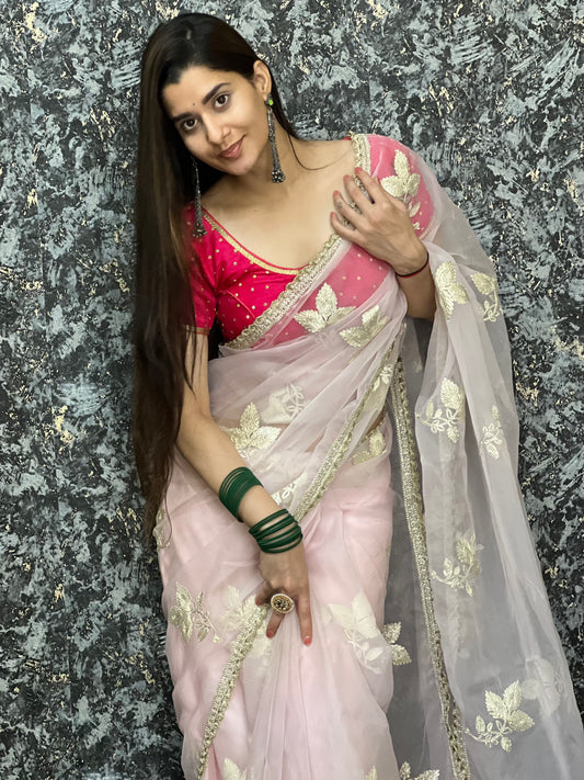 Pure organza gotapatti saree