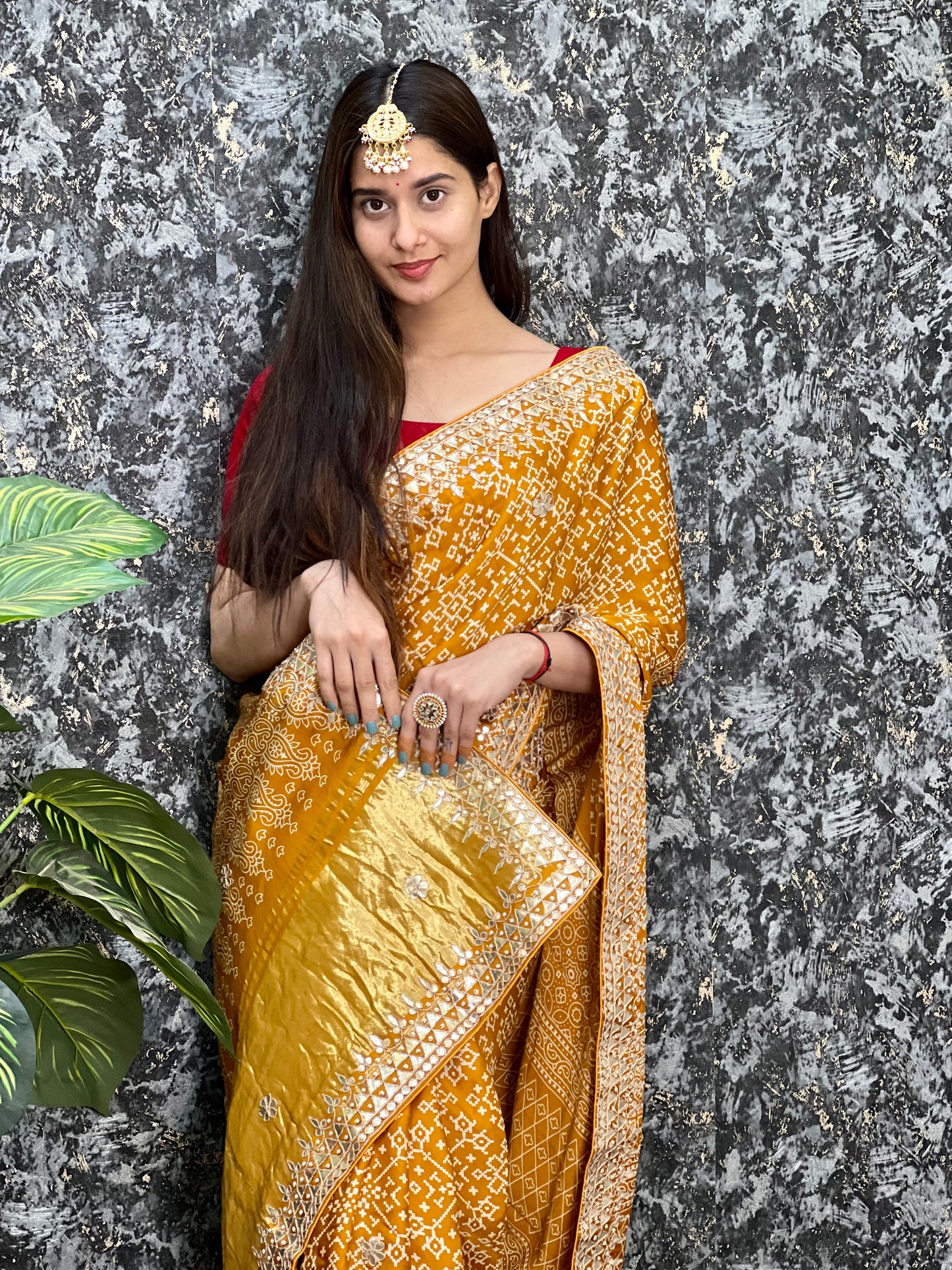 Pure gaji silk patola style Gotapatti work saree with blouse