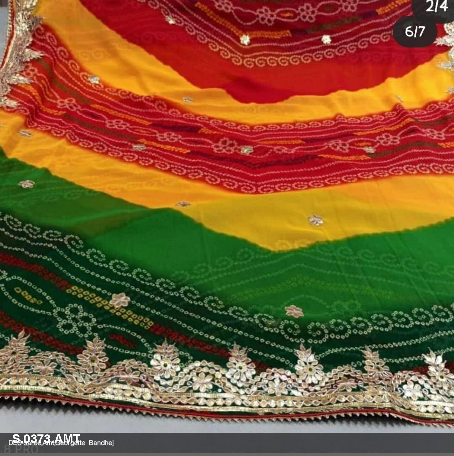 pachrangi bandhej gotapatti saree nr amt 989