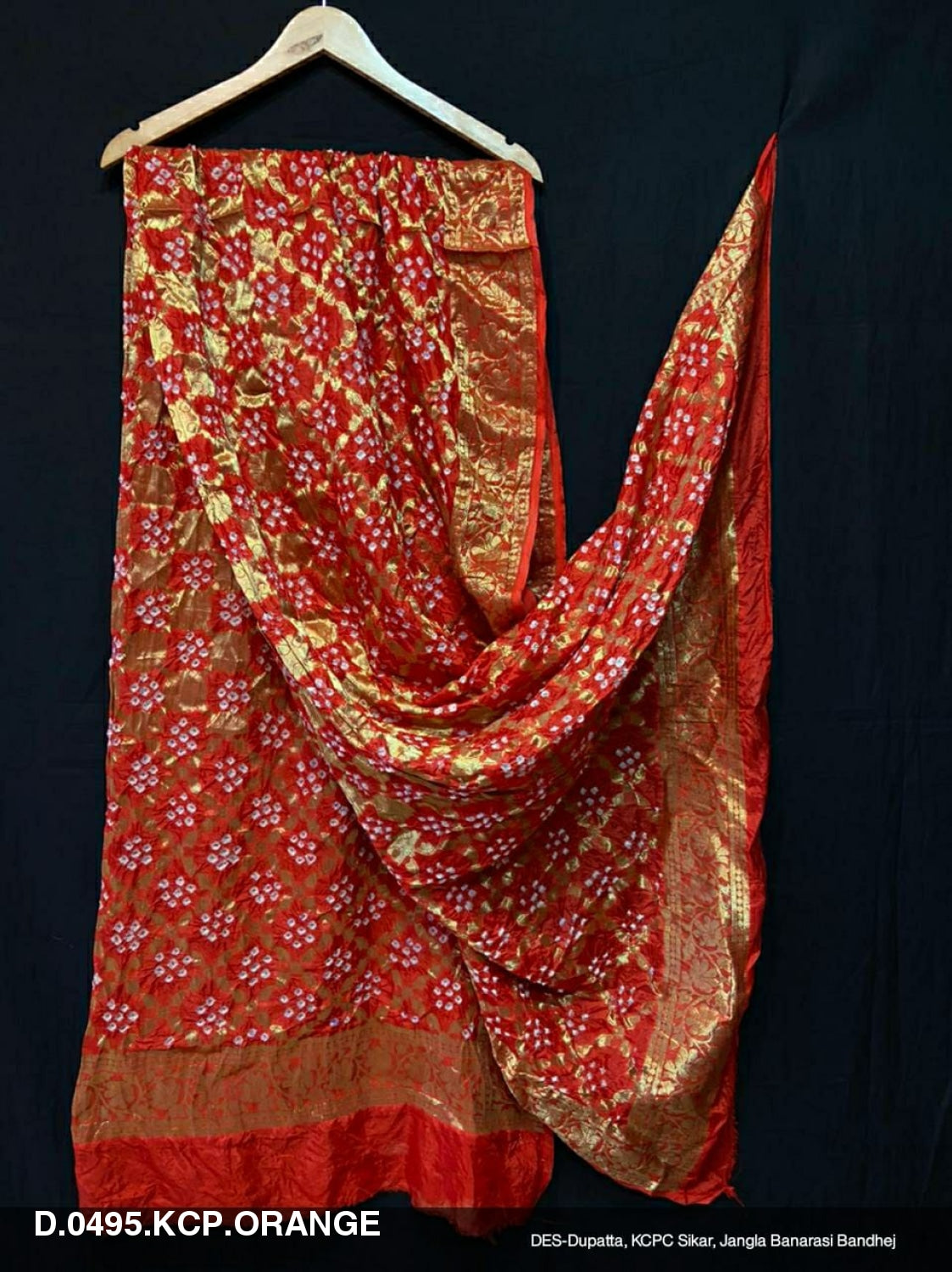 Pure Banarasi Silk Bandhej Ghatchola Dupatta Or Kc Orange