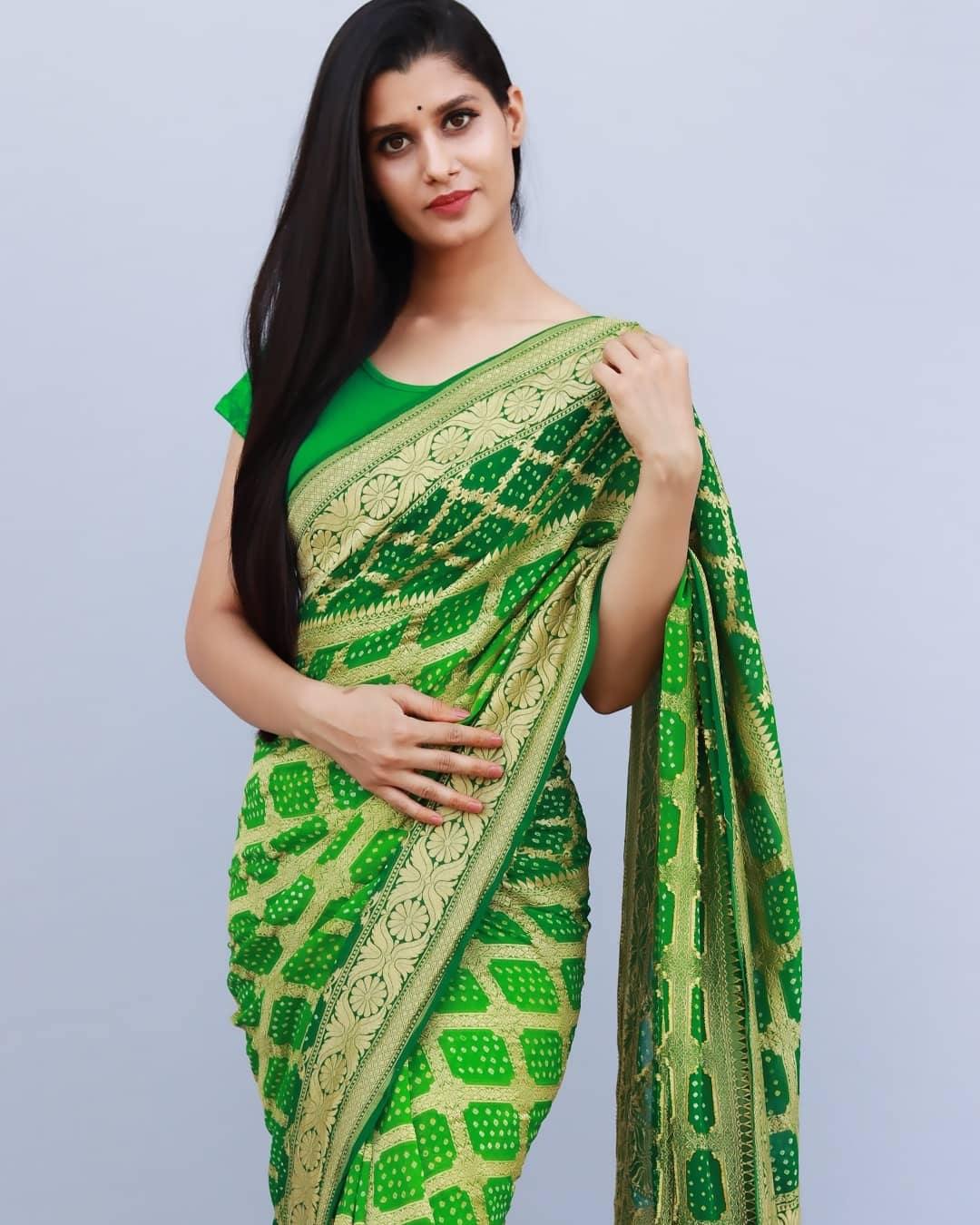 PURE BANARASI UPADA GEORGETTE RESHAM ZARI SAREE - KcPc Bandhani