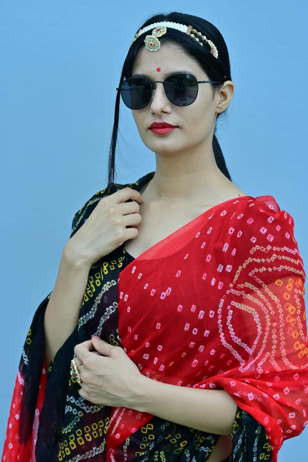 Pure Chinon Bandhani Saree