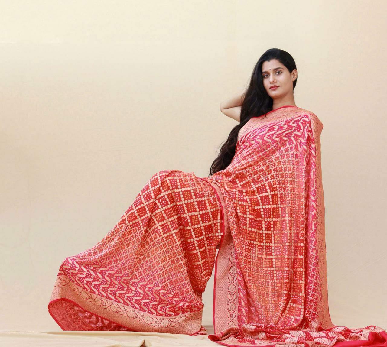 pure rai dana bandhej saree - KcPc Bandhani