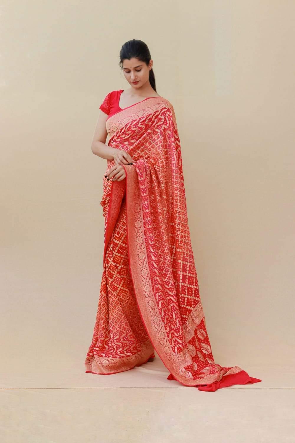 pure rai dana bandhej saree - KcPc Bandhani