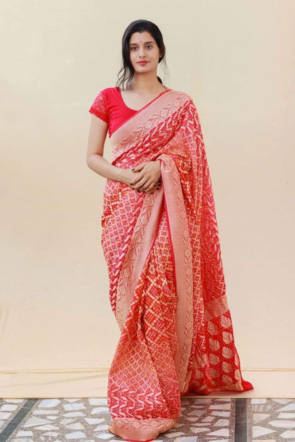 pure rai dana bandhej saree - KcPc Bandhani