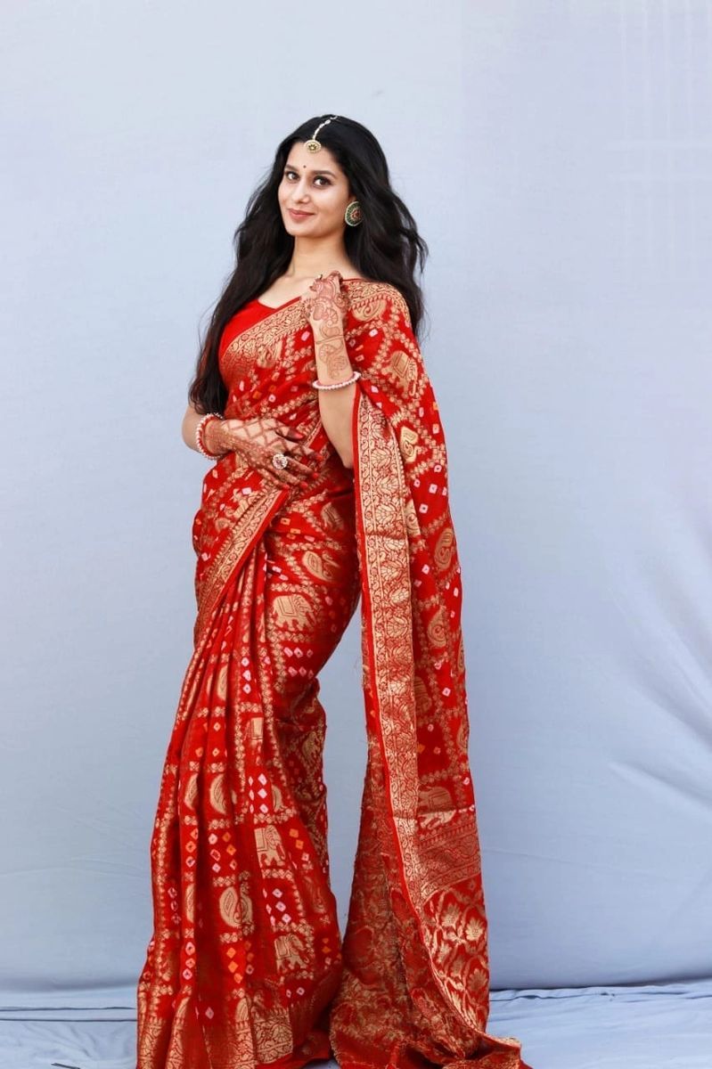 Ssm Dolly Latest Fancy Designer Bandhani Art Silk Bandhej Saree Collection  - The Ethnic World