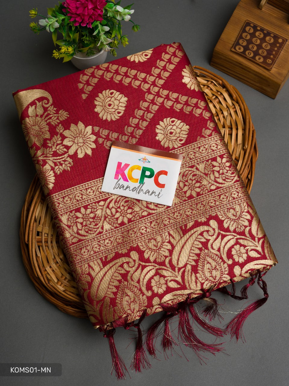Kcpc Exclusive Ajrakh Shikara Pallu Style Kcpc Banarasi Jackard Silk Saree With Blouse Kcp Mehroon
