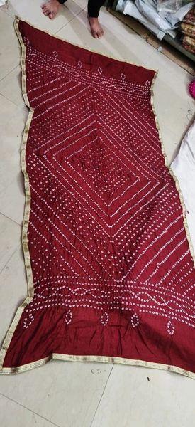 Single Color Bandhej Dupattas with moti lace border - KcPc Bandhani