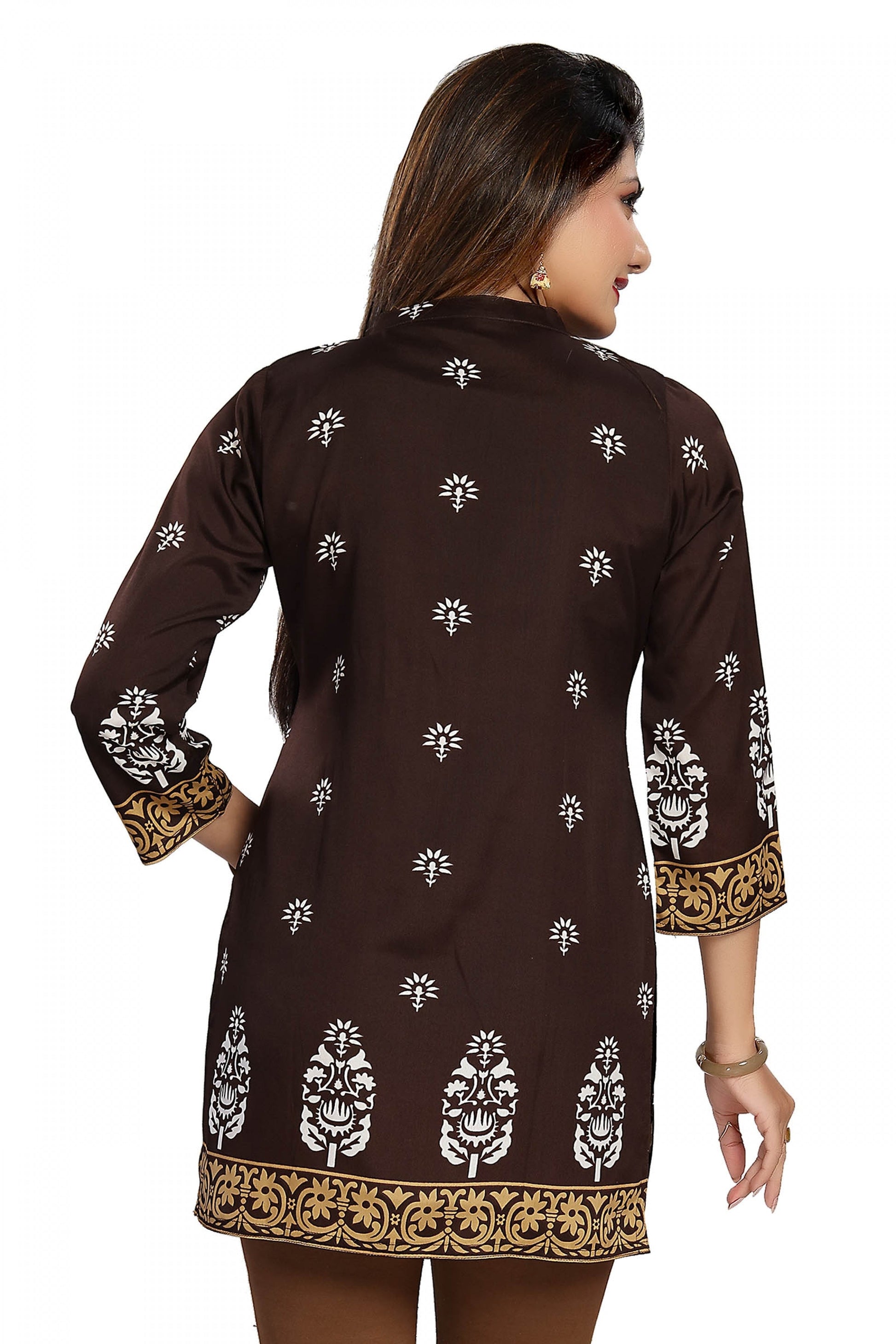 Endearing Ethnicity Short Brown Tunic For Women - keshubaba